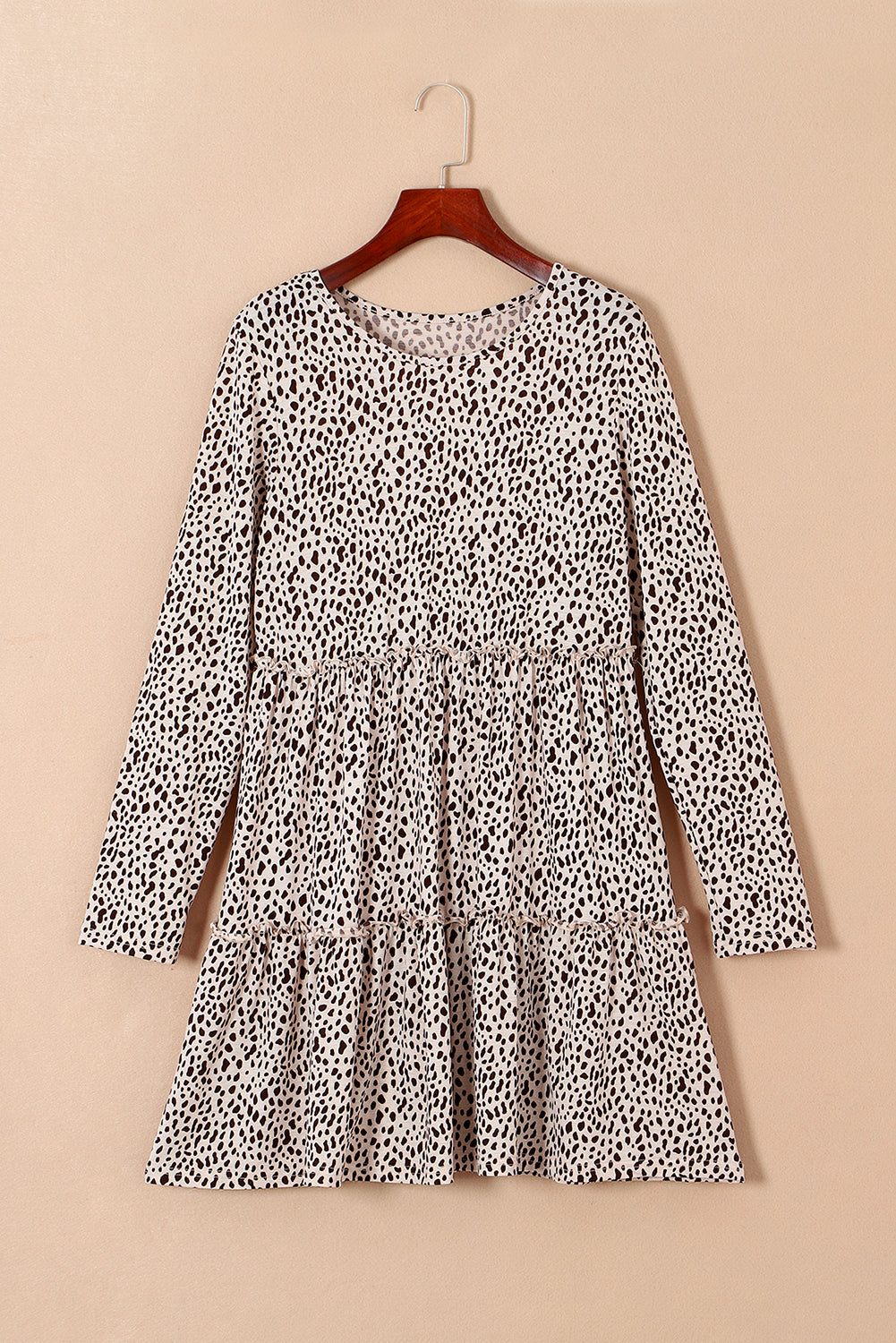 Leopard Animal Print Tiered Long Sleeve Dress LC6117430-20