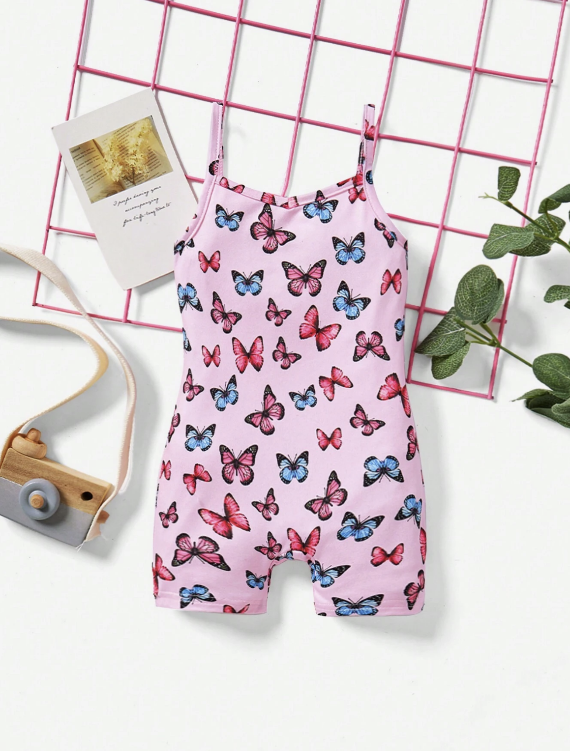 Butterfly Patterned Baby Girl Short Romper