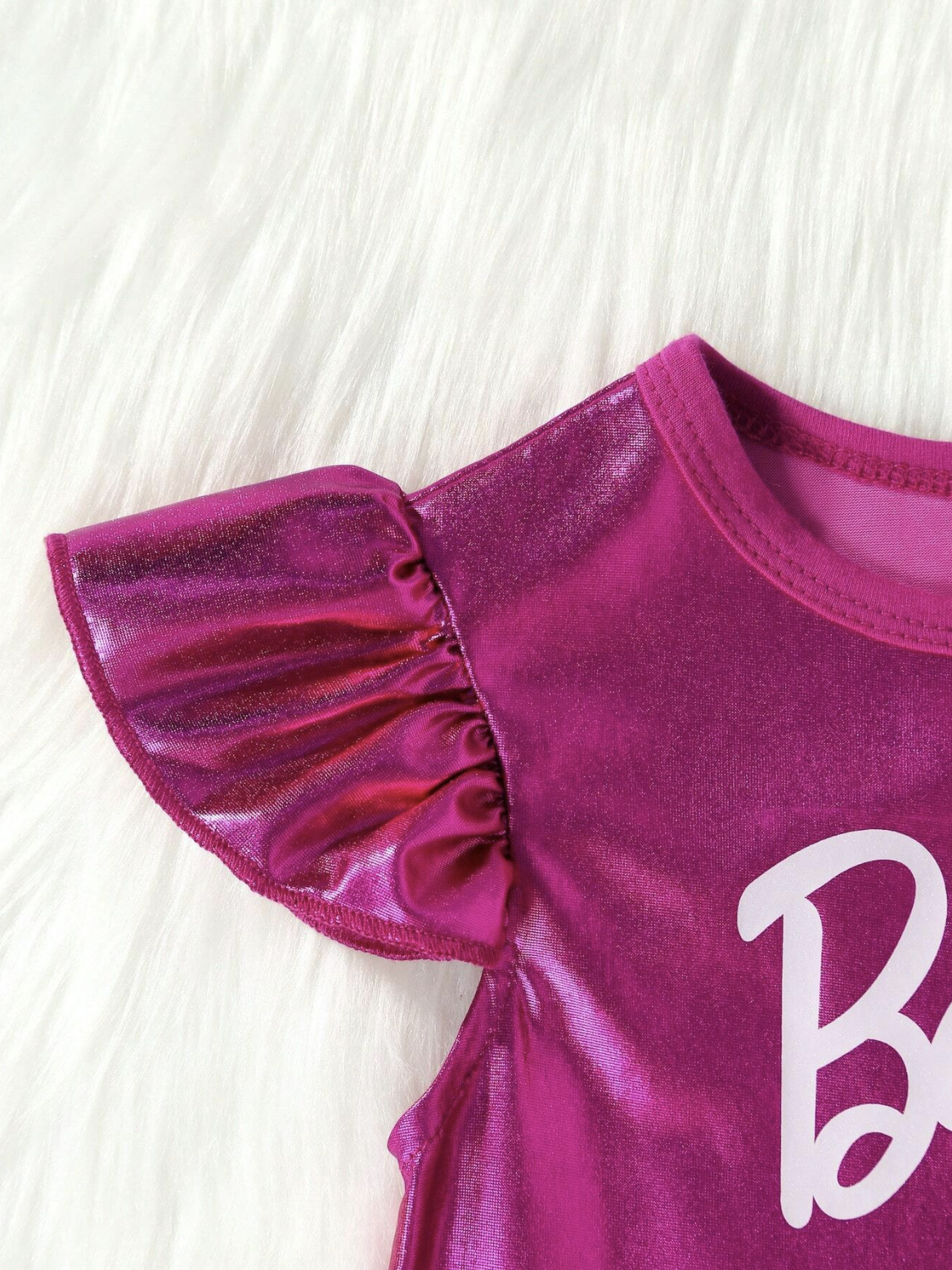 Baby Girl Letter Graphic Ruffle Trim Bodysuit & Headband