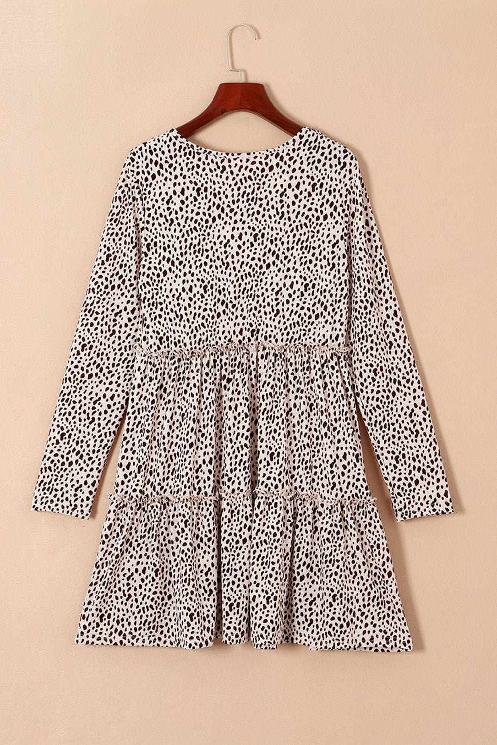 Leopard Animal Print Tiered Long Sleeve Dress LC6117430-20