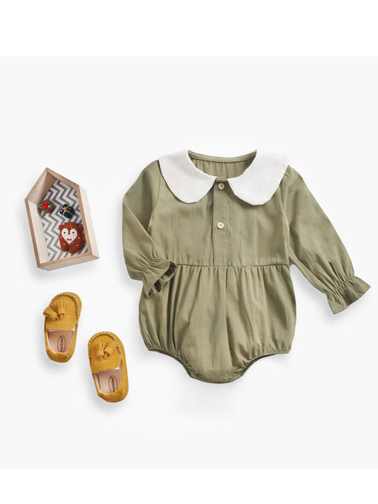 Collar Buttoned Infant Rompers