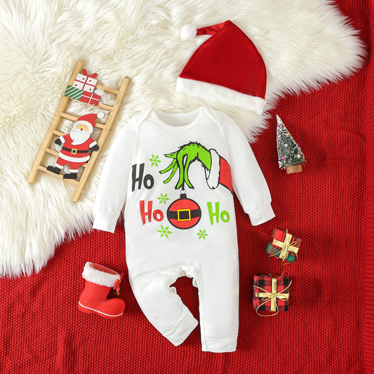 Ho Ho Ho Grinch Hand Romper❤️💚