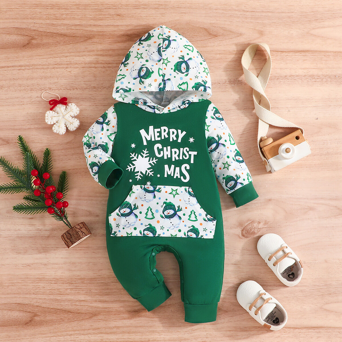 Merry Christmas Hooded Jumpsuit💚❤️