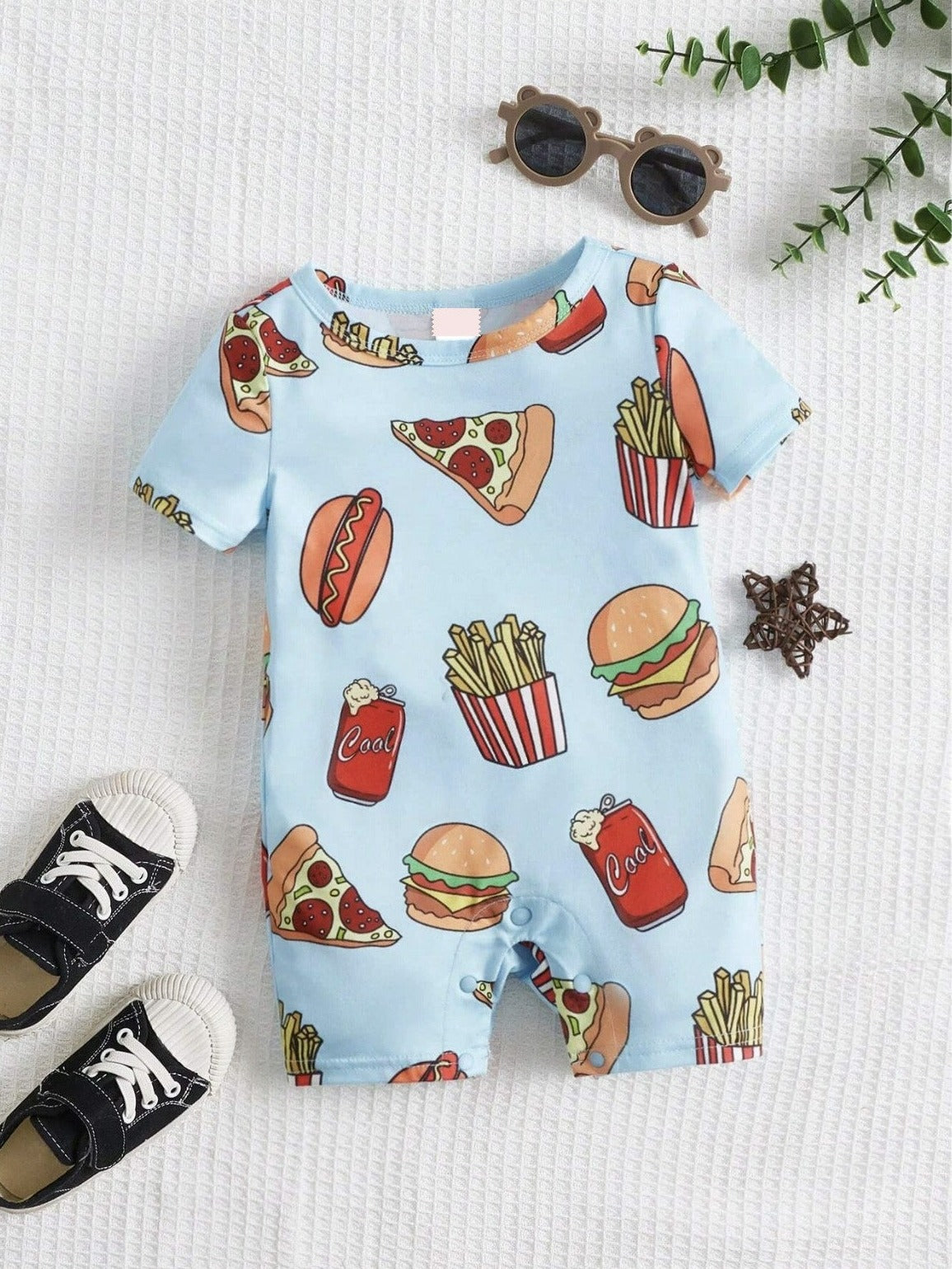 Baby Boy Food Print Romper