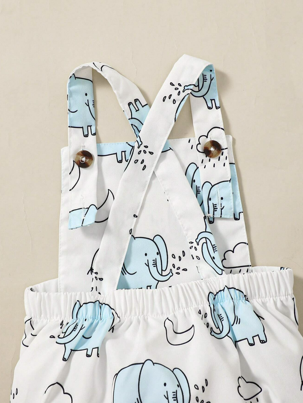 Baby Boy Elephant Print Overall Bodysuit & Hat