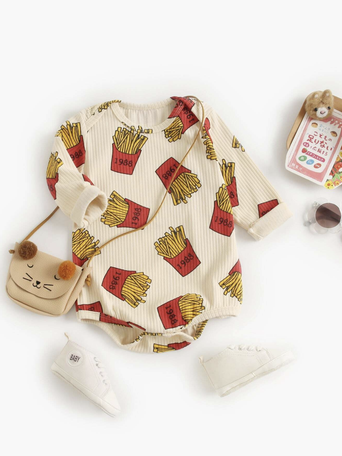 Baby Boys' Cute French Fries Print Long Sleeve Onesie