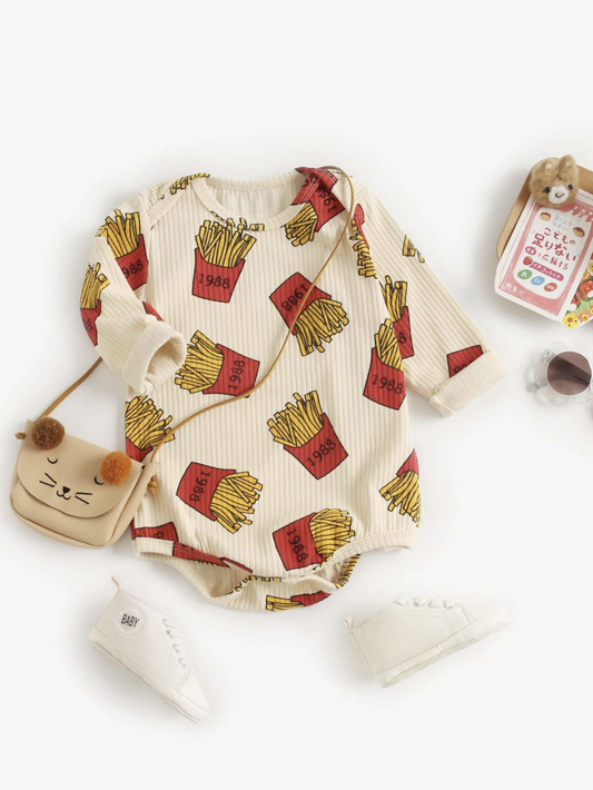 Baby Boys' Cute French Fries Print Long Sleeve Onesie